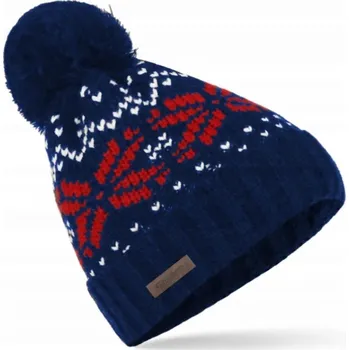 Čepice ČEPICE ZIMNÍ NORSKÁ S BAMBULKOU BEANIE TEPLÁ PÁNSKÁ NORSKÝ VZOR NÁMOŘNICKÁ MODRÁ