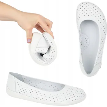 Dámské lodičky BAREFOOT Dámské nazouvací lodičky s perforací 1308 POL bílé 36