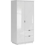 Šatní skříň Forn - Black Red White - BRW Bílý Lesk / Bílá s Vysokým Leskem 94x200.5 cm