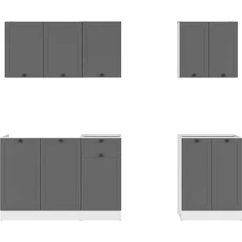 Kuchyňská linka Kuchyně 180A Junona bez pracovní desky - Black Red White - BRW Bílá / Grafit 180x cm