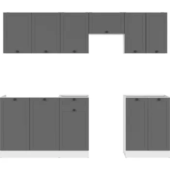 Kuchyňská linka Praktická a prostorná kuchyňská linka 230 Junona - Black Red White - BRW Bílá / Grafit x cm