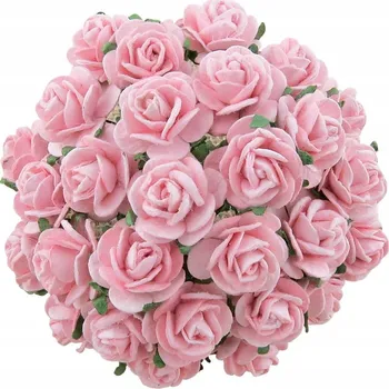 umělá květina KVĚTY papírové RŮŽIČKY dětská růžová 25mm 25 Ks