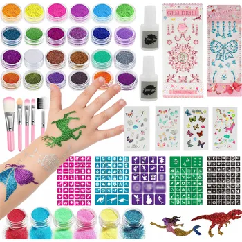 Tetování BROKÁTOVÉ TETOVÁNÍ VELKÁ SADA PRO VÝROBU TETOVÁNÍ ŠABLONY OMYVATELNÉ BROKÁTY