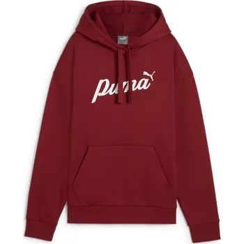 Dámská mikina PUMA Dámská mikina s kapucí ESS+ Script PUMA Intense Red White Rubber M BÍLÁ|ČERVENÁ
