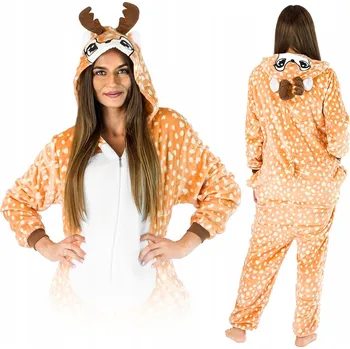 KOSTÝM JELEN KIGURUMI ONESIE PŘEVLEK VÁNOČNÍ PLYŠOVÉ PYŽAMO UNISEX L