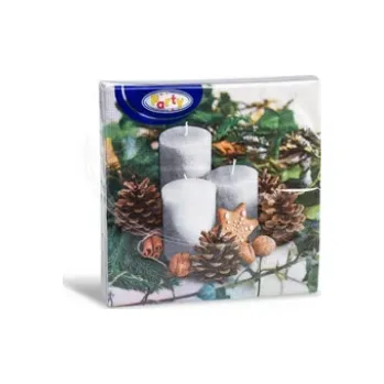 Papírový ubrousek Ubrousky Vánoce (zelené svíčky) 33x33 cm, 20 ks