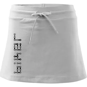 Dámská sukně Biker nápis na výšku řetěz - Sportovní sukně - two in one - XS ( Bílá )