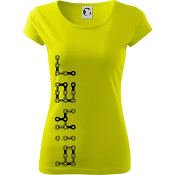 Dámské tričko Biker nápis na výšku řetěz - Dámské triko Pure - M ( Limetková )