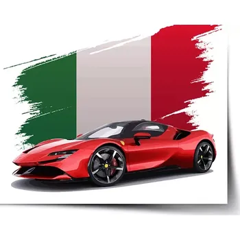 Plakát Sablio Plakát Ferrari Italská vlajka - 60x40 cm