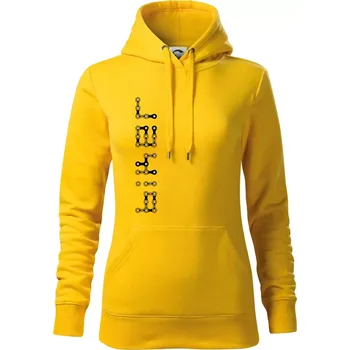 Dámská mikina Biker nápis na výšku řetěz - Mikina dámská Cape s kapucí - XS ( Žlutá )