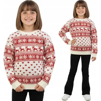 Dámský svetr Krémový vánoční svetr pro děti s motivem sobů, dívčí, velikost 11/12