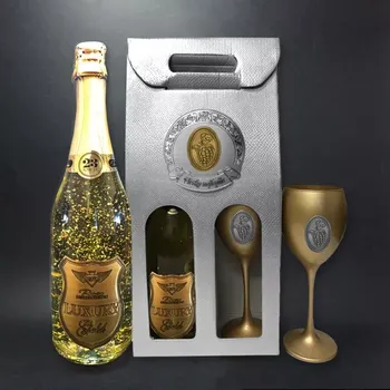 GOLDWINE Dárkový set LUXURY GOLD s barevnou sklenicí