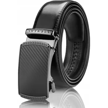 Opasek Kožený opasek Automatický Pánský Černý STEVENS Spona Kalhoty Oblek 135 cm