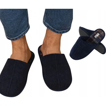 Pánská obuv PÁNSKÉ PAPUČE S MĚKKÝM SVRŠKEM, POHODLNÉ PAPUČE Z ŽINYLKY, VELIKOST 43-44