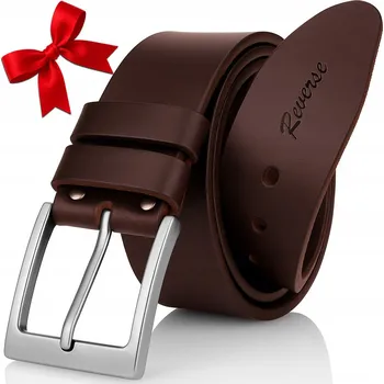 Opasek Pánský klasický kožený Pásek Reverse ke kalhotám belt KRABIČKA Brown 105cm