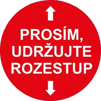 Meva Prosím udržujte rozestup samolepka průměr 250 mm