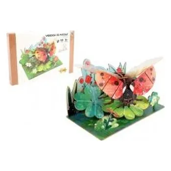 Dřevěná hračka Puzzle 3D drewniane biedronka w kwiatach