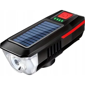 Cyklosvítilna Verk LED světlo na kolo USB s klaksonem a solárním nabíjením 14491