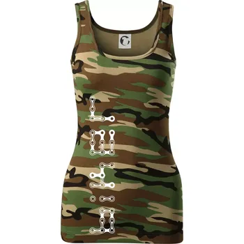 Biker nápis na výšku řetěz - Dámské Maskáčové tílko - M ( Hnědý maskáč )