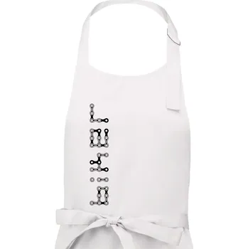 Kuchyňská zástěra Biker nápis na výšku řetěz - Dámská zástěra na vaření - Univerzální velikost ( Bílá )