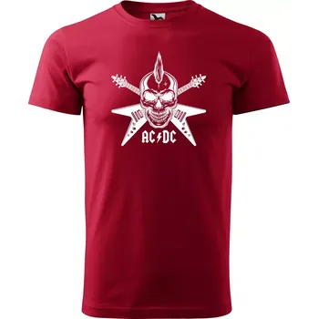 Pánská móda Sablio Tričko s potiskem ACDC Lebka - červené 4XL