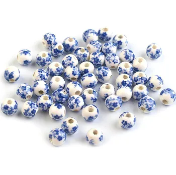 Dětské navlékací korálky Porcelánové korálky s květy Ø6 mm, velké, 11 modrá safírová