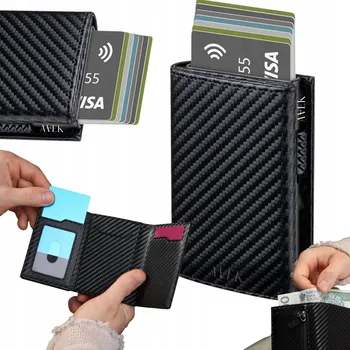 Peněženka Pouzdro na karty AVEK z polyuretanu, černé - unisex