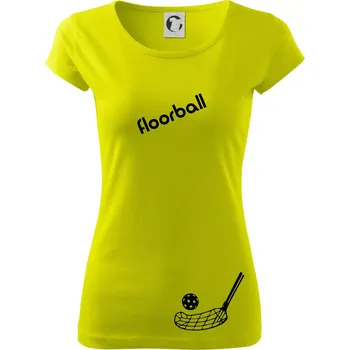 Dámské tričko Floorball nápis šikmo - Dámské triko Pure - S ( Limetková )