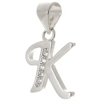Přívěsek Stříbrný přívěšek písmeno K s čirými zirkony STRZ0817KF