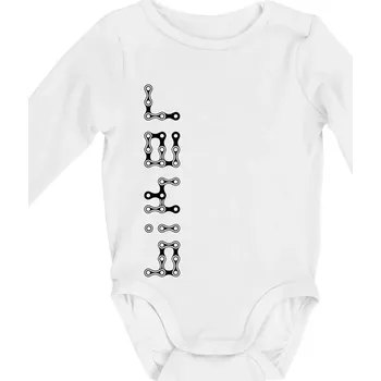 Biker nápis na výšku řetěz - Body kojenecké s dlouhým rukávem - Dlouhý r. do 3 měs ( Bílá )