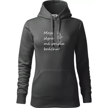 Dámská mikina Můj brácha má prima ségru! - Mikina dámská Cape s kapucí - 2XL ( Tmavá břidlice (šedá se zeleným nádechem) )