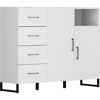 Komoda Moderní komoda se skříňkami a zásuvkami Modeo - Black Red White - BRW Bílá 150x115 cm