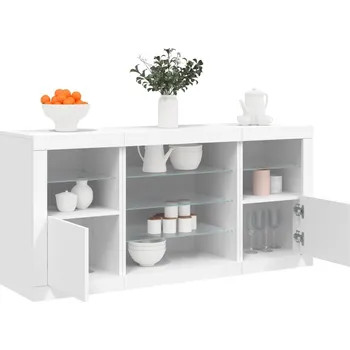 přebalovací pult a komoda Příborník s LED osvětlením bílý 142,5 x 37 x 67 cm IM_3209086