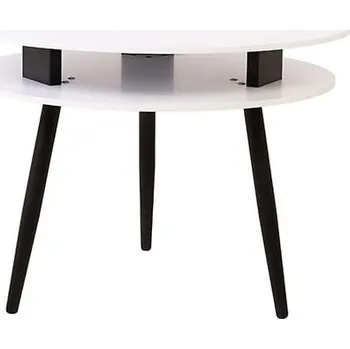 Konferenční stolek Moderní kulatý stolek do obývacího pokoje Fredo - Black Red White - BRW Bílá 70x46 cm