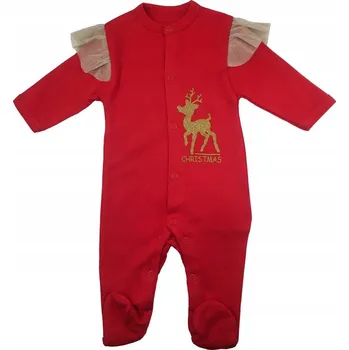 Kojenecký overall MAMATTI vánoční overal novorozenec červenozlatý Štědrý vel. 56