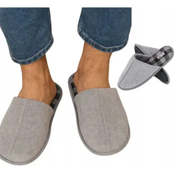 Pánské pantofle PÁNSKÉ PAPUČE S MĚKKÝM SVRŠKEM, POHODLNÉ PAPUČE Z ŽINYLKY, VELIKOST 43-44