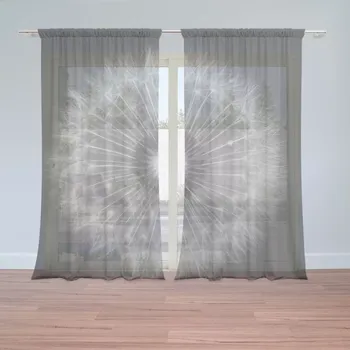 Záclona Sablio Záclony Černobílá pampeliška: 2ks 150x250cm
