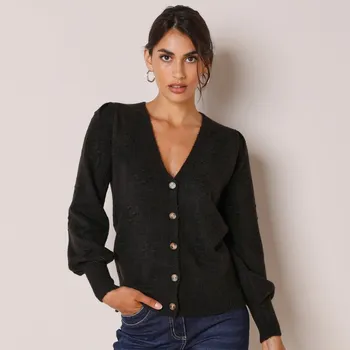 Dámský svetr Blancheporte Propínací svetr z úpletu se vzorem černá 46/48