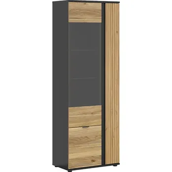 Knihovna Vitrína Luen - Black Red White - BRW černá - dub tegola - dub mauvella 70x196 cm