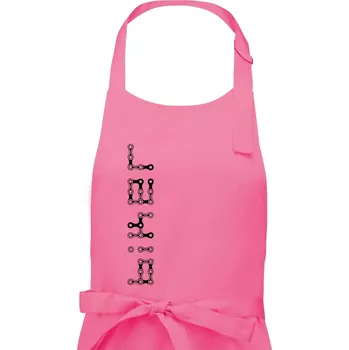 Kuchyňská zástěra Biker nápis na výšku řetěz - Pánská zástěra na vaření - Univerzální velikost ( Růžová )