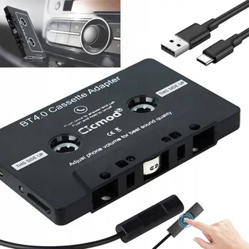 Bluetooth 5.0 kazetový adaptér/transmitter s mikrofonem a micro-USB kabelem