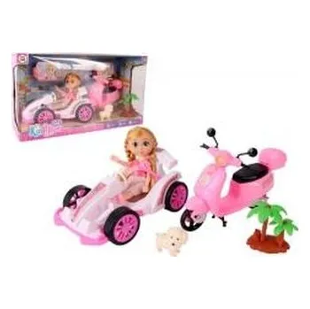 Laleczka z pojazdami bolid i skuter