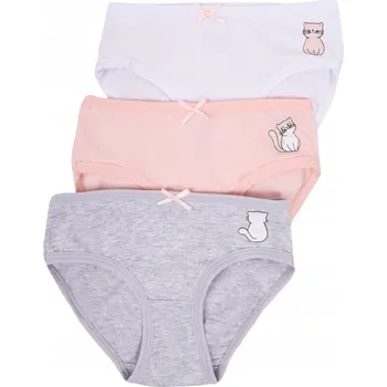 Dívčí spodní prádlo Dívčí bavlněné kalhotky s kočkami 3 ks 98-104 YOCLUB