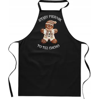 Kuchyňská zástěra KUCHYŇSKÁ ZÁSTĚRA dámská pánská vánoční bavlněná s potiskem černá