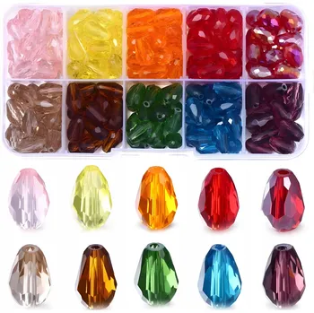 Dětské navlékací korálky Sada skleněných korálků na výrobu šperků slzičky mix barev 200 ks