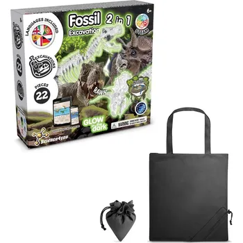 2 in 1 Fossil Excavation Kit V. Vzdělávací hra dodáváno se skládací dárkovou taškou 190T - Černá