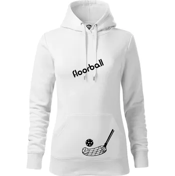 Dámská mikina Floorball nápis šikmo - Mikina dámská Cape s kapucí - 2XL ( Bílá )