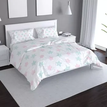 Povlečení Sablio Povlečení Růžové a modré hvězdy - 140x200 / 90x70