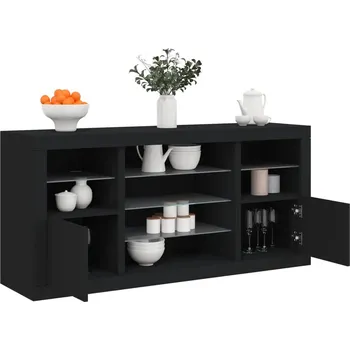 Příborník do zásuvky Příborník s LED osvětlením černý 142,5 x 37 x 67 cm IM_3209087