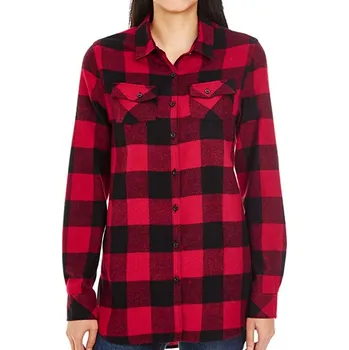 Dámská košile Burnside Dámská tkaná kostkovaná flanelová košile Barva: Red - Black (Checked), Velikost: XL G_BU5210